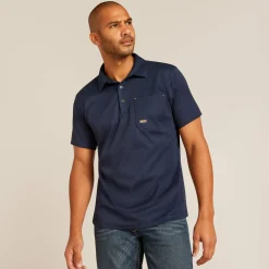 Ariat Men's Rebar Foreman Short Sleeves Polo Shirt - Navy