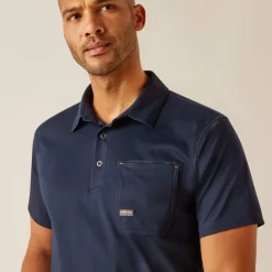 Ariat Men's Rebar Foreman Short Sleeves Polo Shirt - Navy