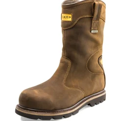 Buckbootz B701SMWP Leather Goodyear Welted Waterproof Safety Rigger Boot with Ankle Support