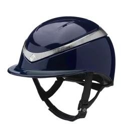 Charles Owen Halo Navy/Platinum Gloss Riding Hat