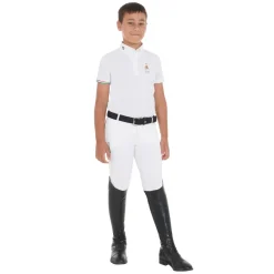 Equestro Boys' Four-Button Competition Polo Shirt Equestro X Fise
