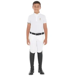 Equestro Boys' Four-Button Competition Polo Shirt Equestro X Fise