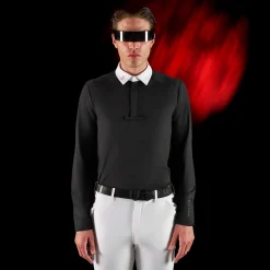 Equestro Equestro Ridertechnology Men's Competition Polo Shirt Long Sleeves And Buttons