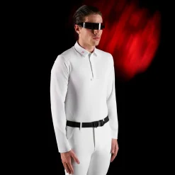 Equestro Equestro Ridertechnology Men's Competition Polo Shirt Long Sleeves And Buttons