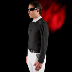 Equestro Equestro Ridertechnology Men's Competition Polo Shirt Long Sleeves And Buttons