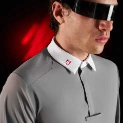 Equestro Equestro Ridertechnology Men's Competition Polo Shirt Long Sleeves And Buttons
