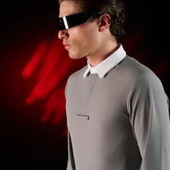 Equestro Equestro Ridertechnology Men's Competition Polo Shirt Long Sleeves And Buttons