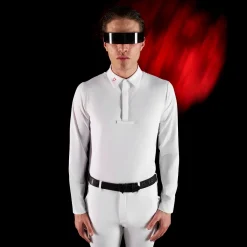 Equestro Equestro Ridertechnology Men's Competition Polo Shirt Long Sleeves And Buttons