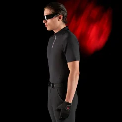 Equestro Equestro Ridertechnology Men's Training Polo Shirt Short Sleeves And Zip