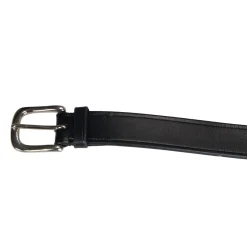 Equestro Leather Belt With Black And White Embroidery