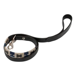 Equestro Leather Dog Leash With Geometric Pattern
