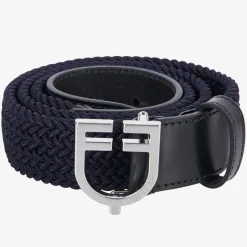 Equestro Leather Elastic Belt With Logoed Buckle