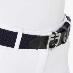 Equestro Leather Elastic Belt With Logoed Buckle
