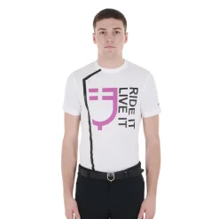 Equestro Men's Ride It Live It Slim Fit T-Shirt With Logo