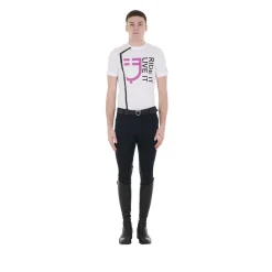 Equestro Men's Ride It Live It Slim Fit T-Shirt With Logo