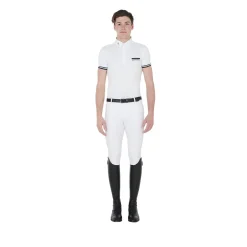 Equestro Men's Slim Fit Competition Polo Shirt With Black Inserts
