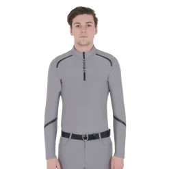 Equestro Men's Slim Fit Long Sleeve Training Polo Shirt