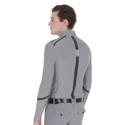 Equestro Men's Slim Fit Long Sleeve Training Polo Shirt