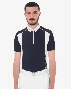 Equestro Men's Slim Fit Polo Shirt In Technical Fabric With Piping