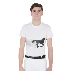 Equestro Men's Slim Fit T-Shirt With Race Horse