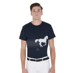 Equestro Men's Slim Fit T-Shirt With Race Horse