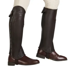 Equestro Unisex Leather Gaiters With Contrasting Profile