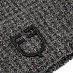 Equestro Unisex Ribbed Wool Beanie With Logo