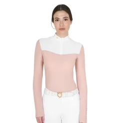 Equestro Women's Competition Polo Shirt In Technical And Mesh Fabric