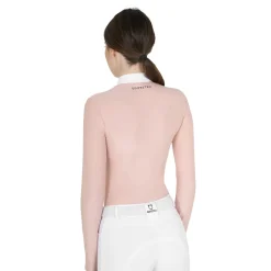 Equestro Women's Competition Polo Shirt In Technical And Mesh Fabric