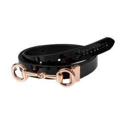 Equestro Women's Glossy Belt With Snaffle Bit Buckle