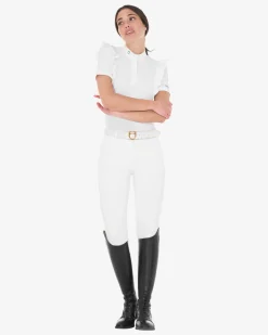 Equestro Women's Slim Fit Competition Polo Shirt With Ruffles