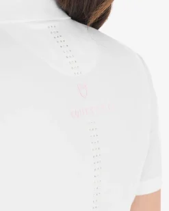 Equestro Women's Slim Fit Competition Polo Shirt With Ruffles And Rhinestones