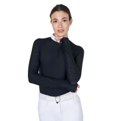 Equestro Women's Slim Fit Competition Polo Shirt With Mesh Inserts