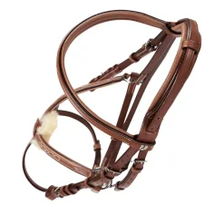 Equestro Bridle With Mexican Noseband And Synthetic Sheepskin