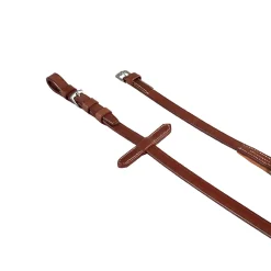 Equestro Leather And Rubber Reins With Stainless Steel Buckles