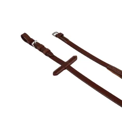 Equestro Leather And Rubber Reins With Stainless Steel Buckles
