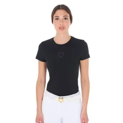 Equestro Women's Basic T-Shirt With Tone-On-Tone Logo