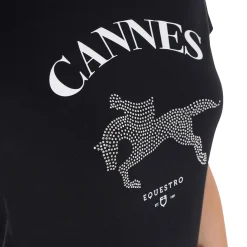 Equestro Women's Cannes Cotton T-Shirt With Rhinestones