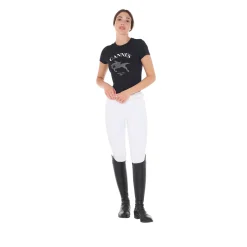 Equestro Women's Cannes Cotton T-Shirt With Rhinestones