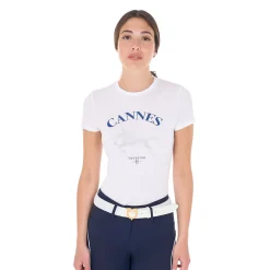 Equestro Women's Cannes Cotton T-Shirt With Rhinestones