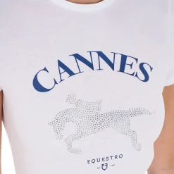 Equestro Women's Cannes Cotton T-Shirt With Rhinestones