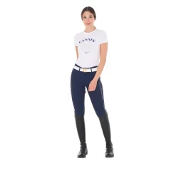 Equestro Women's Cannes Cotton T-Shirt With Rhinestones