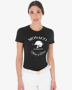 Equestro Women's Monaco Cotton T-Shirt With Rhinestones