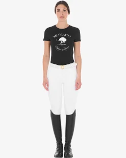 Equestro Women's Monaco Cotton T-Shirt With Rhinestones