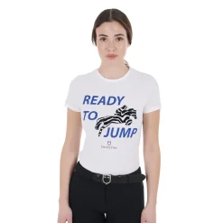Equestro Women's Slim Fit Cotton T-Shirt Ready To Jump Print