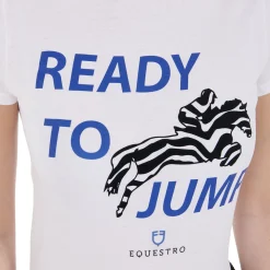 Equestro Women's Slim Fit Cotton T-Shirt Ready To Jump Print