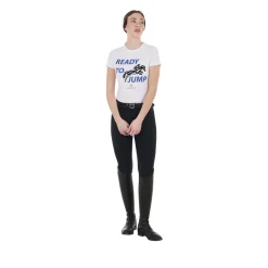 Equestro Women's Slim Fit Cotton T-Shirt Ready To Jump Print