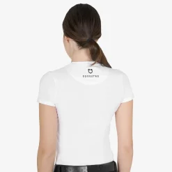 Equestro Women's Slim Fit Cotton T-Shirt Ready To Jump Print With Rhinestones