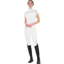 Equestro Women's Slim Fit Leggings with Micro Mesh Inserts