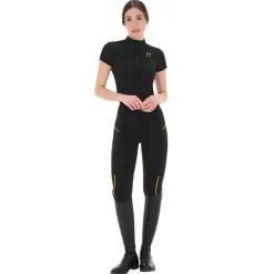 Equestro Women's Slim Fit Leggings with Micro Mesh Inserts